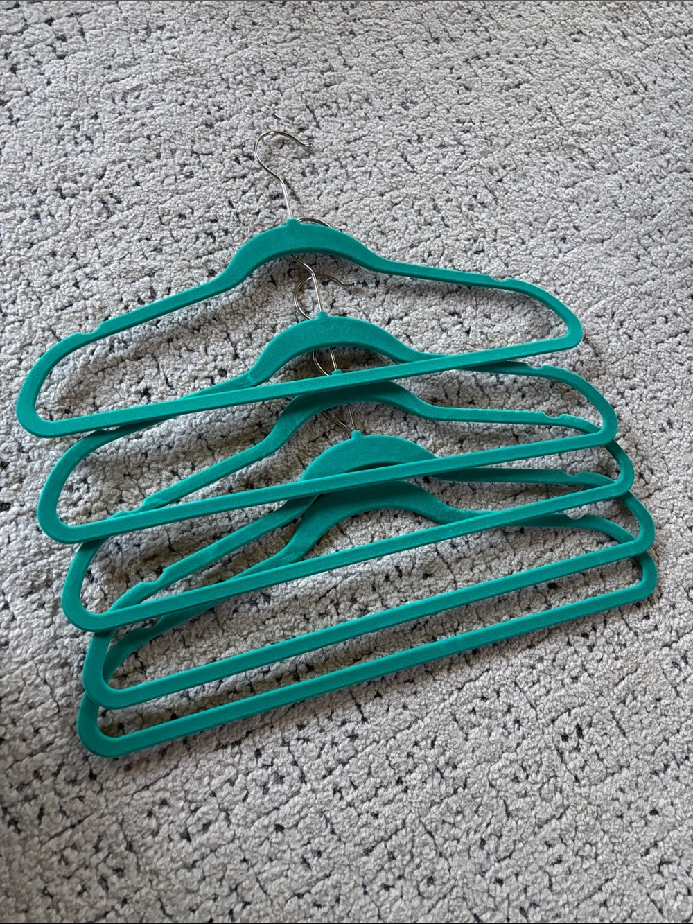 Teal Non-Slip Velvet Clothes Hangers - Set of 10 - Picture 4 of 7